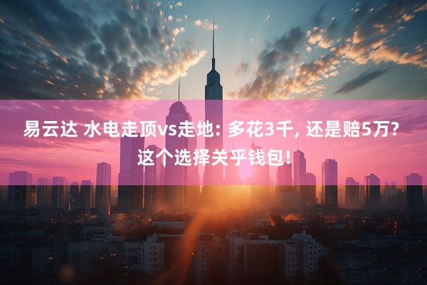 易云达 水电走顶vs走地: 多花3千, 还是赔5万? 这个选择关乎钱包!